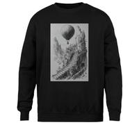 MAGITONE Globo Supera La Cima De Una Montaña Jersey Negro Unisex Sin Género Cuello Redondo Unisex Black Jumper Genderless Crewneck