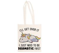 Magitone I Just Need To Be Dramatic Lazy Unicorn Totebag Unisex Saco Compras Beige Reutilizable