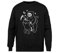 MAGITONE La Muerte Cabalga Un Gato Negro Jersey Negro Unisex Sin Género Cuello Redondo Unisex Black Jumper Genderless Crewneck
