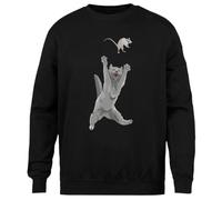 MAGITONE La Persecución del Gato Y El Ratón Jersey Negro Unisex Sin Género Cuello Redondo Unisex Black Jumper Genderless Crewneck