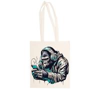 MAGITONE Música Gorila Totebag Unisex Saco Compras Beige Reutilizable Unisex Totebag Beige Shopping Sack Reusable