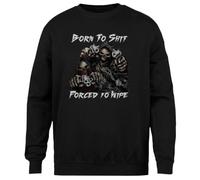 MAGITONE Nacido para Cagar Obligado A Limpiar Jersey Negro Unisex Sin Género Cuello Redondo Unisex Black Jumper Genderless Crewneck