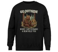 MAGITONE Salir Al Exterior: El Peor Escenario Posible Jersey Negro Unisex Sin Género Cuello Redondo Unisex Black Jumper Genderless Crewneck