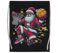 MAGITONE Santa De Navidad Encestando Un Balón De Baloncesto Bolsa de Deporte Unisex Negra Mochila de Gimnasio Unisex Sport Bag Black Gym Sack