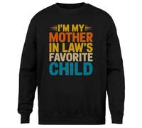 MAGITONE Soy El Hijo Favorito De Mi Suegra Jersey Negro Unisex Sin Género Cuello Redondo Unisex Black Jumper Genderless Crewneck