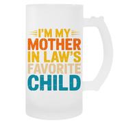 MAGITONE Soy El Hijo Favorito De Mi Suegra Taza De Bebida Con Mango De Taza De Cerveza De Vidrio Glass Beer Cup Handled Beverage Mug
