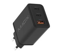 Magix Cargador de 3 Puertos de 65W, GAN PD Power Delivery, 2X USB-C y 1x USB-A, para MacBook Pro, DELL XPS, iPhone 15/14/13/12 Series, iPad y Otros (EUR Plug)