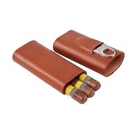 MAGIXUN Estuche de cuero para cigarros, juego de humidificador de viaje, 3 cajas de madera de cedro marrón con cortador de puros y toalla, regalo para hombres, soporte portátil para cigarros para el