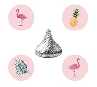 MAGJUCHE Pegatinas de Flamenco Dulces, Verano, piña Hawaiana, Chica, Baby Shower, cumpleaños, Novia, Fiesta de la Ducha o Regalo, para Hershey's Kisses, 304 Unidades
