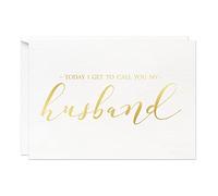 MAGJUCHE Tarjeta de boda Today I Get To Call You My Husband con lámina dorada para novio