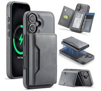 MAGKING Funda tipo cartera para iPhone 16.2 en 1, magnético desmontable con bloqueo RFID (7 ranuras para tarjetas), compatible con MagSafe, soporte, piel sintética + diseño de TPU a prueba de golpes