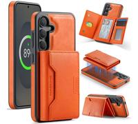 MAGKING - Funda tipo portafolios para Samsung Galaxy S25 FE, 2 en 1 magnético desmontable para tarjetas con bloqueo RFID (7 ranuras para tarjetas), compatible con MagSafe, soporte, piel sintética +