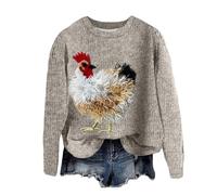 Maglione Di Natale Donna Ugly Christmas Sweater Felpa Girocollo Senza Cappuccio con Stampa 3D A Maglia Grossa con Cane di Natale 2025 Top In Tessuto A Maglia Grossa Stile Street Pullover Invernale