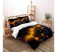 Magma Brillante Grieta Línea Lava Fisura Juego De Ropa De Cama Estampado 3D Microfibra Suave con Cremallera Oculta para Niños,Niñas,Adolescentes Ajuste Double（200x200cm）
