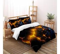 Magma Brillante Grieta Línea Lava Fisura Juego De Ropa De Cama Impresión 3D Microfibra Antialérgica con Cremallera Oculta para Niños Y Adultos Ajuste Super King（260x220cm）