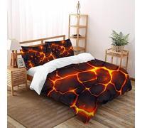 Magma Brillante Grieta Piedra Lava Fisura Juego De Ropa De Cama Estampado 3D Microfibra Suave con Cremallera Oculta para Niños,Niñas,Adolescentes Ajuste Double（200x200cm）