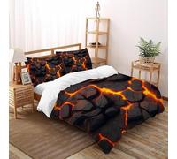 Magma Grieta Resplandor Lava Fisura Juego De Ropa De Cama Impresión 3D Microfibra Antialérgica con Cremallera Oculta para Niños Y Adultos Ajuste King（220x240cm）
