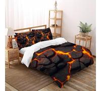 Magma Grieta Resplandor Lava Fisura Juego De Ropa De Cama Impresión 3D Microfibra Suave con Cremallera Oculta para Niños,Niñas,Adolescentes Ajuste Double（200x200cm）