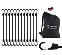 MAGMA Pack 12 Pulpos Elásticos Transporte | Tensor Cuerda Elástica para Coche, Moto, Bici, Camping, Portabicicletas, Remolques, Toldos y Lonas | Ganchos de Acero Protegido, Incluye Bolsa | Negro 45cm