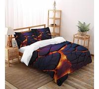 Magma Polígono Resplandor Lava Fisura Juego De Ropa De Cama Impresión 3D Microfibra Suave con Cremallera Oculta para Niños,Niñas,Adolescentes Ajuste Double（200x200cm）