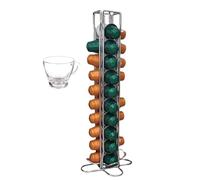 MAGMAHOME Soporte 40pcs Compatible Cafe nespresso Capsulas, Dispensador compatible Capsulas Vertical, compatible Portacapsulas Nespresso de Metal Cromado, más 4 tazas de cristal 80ml de regalo