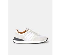 Magnanni Zapatillas de hombre en piel blanca con piso de goma. Blanco 45