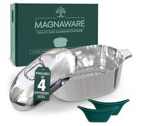Magnaware Horno Holandés de Aluminio Fundido - Olla Ovalada Ligera con Tapa para Familias & Fiestas - Distribución Óptima del Calor para Cocción Lenta, Horneado & Platos Cajún - 9,5L