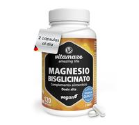 Magnesio Bisglicinato 1500 mg, 2 pequeñas cápsulas altamente dosificado y vegano, 300 mg de Magnesio elemental 120 cápsulas para el cansancio y los huesos, calidad Alemana, Vitamaze