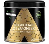 Bisglicinato de Magnesio - 200 Capsulas - Vitamina C, B6, B5 - Magnesio Alta Biodisponibilidad - Vitaminas para el Cansancio y Fatiga - Huesos y Articulaciones, Músculos - Glicinato de Magnesio - ALD