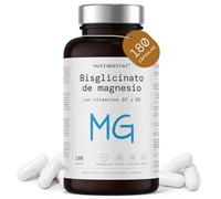 Magnesio Bisglicinato | 300 mg de Magnesio Elemental por dosis diaria | 180 Cápsulas Veganas | + Vitaminas B5 y B6 | Reduce Cansancio, Fatiga y Estrés | nutrabetter®