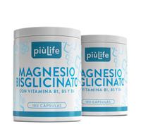Magnesio Bisglicinato PiùLife, 300 mg de Magnesio Puro, 360 Cápsulas | Con Vitamina B6, B5, B1, 2 Meses de Suministro, Apoyo Muscular, Sistema Nervioso, Cansancio, Estrés, Dormir Bien