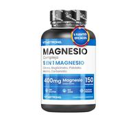 MAGNESIO COMPLETO 400mg - 5 en 1 - Citrato + Bisglicinato + Malato + Pidolato y Carbonato - Suplemento de Magnesio Antiestrés