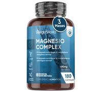 Magnesio Complex 400mg, 180 Cápsulas, 3 Meses de Suministro - Con Citrato, Bisglicinato, Malato y Taurato de Magnesio, L-Leucina, 2 Cápsulas al Día, Apto para Veganos, Sin Gluten ni OGM