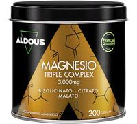 Magnesio Complex - 3000mg - Triple Magnesio Bisglicinato, Citrato y Malato - 200 Cápsulas - 422,5mg Elemental por Dosis - Alta Biodisponibilidad - Rendimiento, Energía, Bienestar - ALDOUS