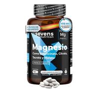 Magnesio Complex 4 en 1 - Citrato, Bisglicinato Quelado, Malato y Taurato - Alta Biodisponibilidad - Energía y Función Muscular. Reduce Cansancio y Fatiga - 180 Comprimidos - Hecho en España - Sevens