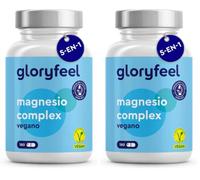 Magnesio Complex 400mg - 5 Formas: Citrato, Bisglicinato, Malato, Óxido y Ascorbato de magnesiode - Para soporte músculos, fatiga y sistema nervioso* - Probado en laboratorio (Paquete de 2)