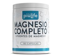 Magnesio Complex 6 en 1 PiùLife, 300 mg de Magnesio Puro, 180 Cápsulas | 3 al Día, Fórmula con Bisglicinato, Citrato, Pidolato, Carbonato, Gluconato y Óxido, Músculos, Energía y Sistema Nervioso