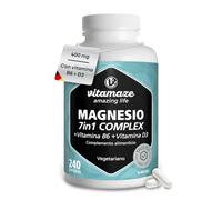 Magnesio Complex + B6 + D3, 240 Cápsulas (7 Magnesios para 4 Meses). Magnesio Bisglicinato, Citrato y Malato. Músculos, Energía y Bienestar. Fabricado en Alemania
