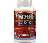 Magnesio Complex NaturBite - Magnesio 3 Citrato y Bisglicinato con Vitaminas C, B5 y B6 - Triple Magnesio Alta Biodisponibilidad para Músculos, Energía y Sistema Nervioso - 120 Comprimidos