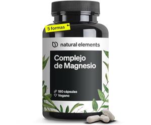 Magnesio Complex Premium - Total 5: Bisglicinato + Citrato + Malato y más en alta dosificación - Reduce cansancio y fatiga - 400mg por dosis diaria - 180 Cápsulas veganas fabricado en Alemania