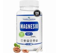 Magnesio Complex Puro 400mg Elemental | Alta Dosis - Mejor valor €/mg - Citrato + Bisglicinato + Óxido, Magnesio 3, 120 Cápsulas Vegan - Uso Diario - Magnesium Triple Complejo, Vegano, Venice Nature