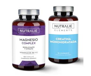Magnesio + Creatina Cansancio y Fatiga - Citrato de Magnesio 1545mg + Magnesio Bisglicinato 600mg + Creatina Monohidratada 6000mg - Nutralie