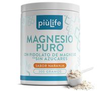 Magnesio En Polvo 300 Gramos PiùLife, 430mg Magnesium Puro Por Dosis, Carbonato De Magnesio En Polvo Con Pidolato, Suplemento Para El Cansancio, Apoyo Muscular Y Energía, Sabor Naranja