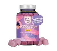 Magnesio Gominolas, 1607mg Citrato de Magnesio con 180mg Magnesio Elemental. 60 Gummies, Sin Azucar, Sabor Frutos Rojos. Reduce el Cansancio y la Fatiga. Vegano. Marvelous Magnesium BeSoHappy