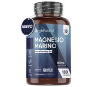 Magnesio Marino + Vitamina B6 - 360 mg 180 Cápsulas - Suplemento para la Energía, la Fuerza y la Relajación