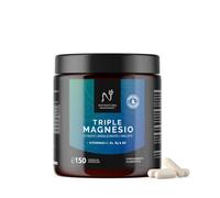 Magnesio Triple - Citrato de magnesio, Bisglicinato y Malato | 442 mg de magnesio elemental por dosis + Vitaminas B1, B5, B6 y C | Antifatiga, Calambres y Recuperación Muscular | 150 cápsulas.