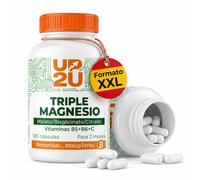 Magnesio Triplex con Malato, Bisglicinato y Citrato, Vitaminas B5, B6 y C, UP2U Nutrition, 180 Cápsulas, 2 Meses de Suministro