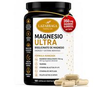 Magnesio ULTRA Bisglicinato 350 mg Elemental | Taurina + Vitamina B6 Activa P-5-P + B12 Metilada + Folato Activo 5-MTHF | Energía, Cansancio, Estrés y Sistema Nervioso | 180 Cápsulas | LAZARRAGA