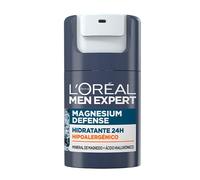 L'Oréal Men Expert, Crema Facial Hidratante 24H Para Hombre, Hipoalergénica Mineral de Magnesio + Ácido Hialurónico, Sin alcohol, Pieles Sensibles, 50 ml