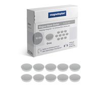 Magnet Basic Series - 10 Unidades, Color Gris, diámetro de 24 mm, Fuerza de sujeción 300 g (4 Hojas A4), imanes para pizarras magnéticas y pizarras Blancas, Revestimiento Especial sin arañazos